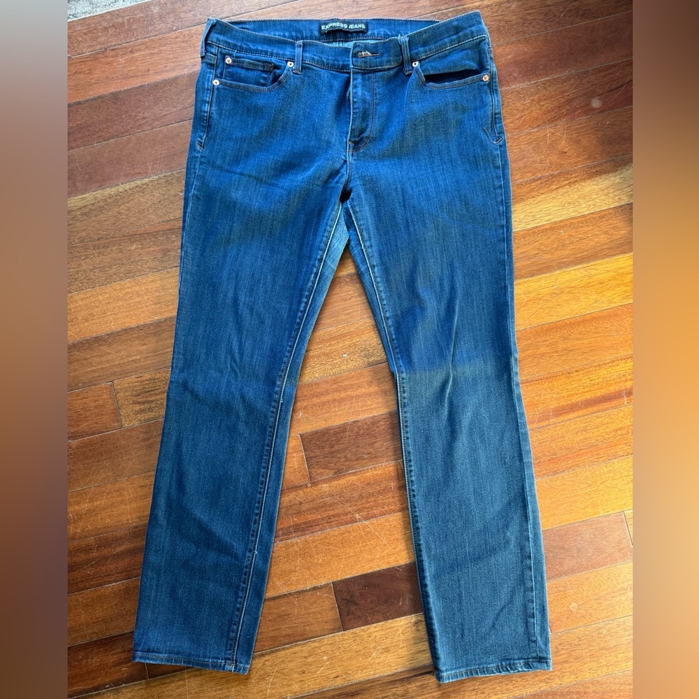 Express Mid Rise Women's Blue Skinny Jeans